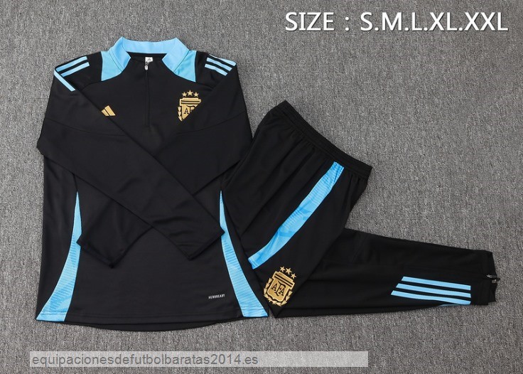 Nuevo Conjunto Completo Sudadera Entrenamiento Argentina 2024 Negro Azul Baratas